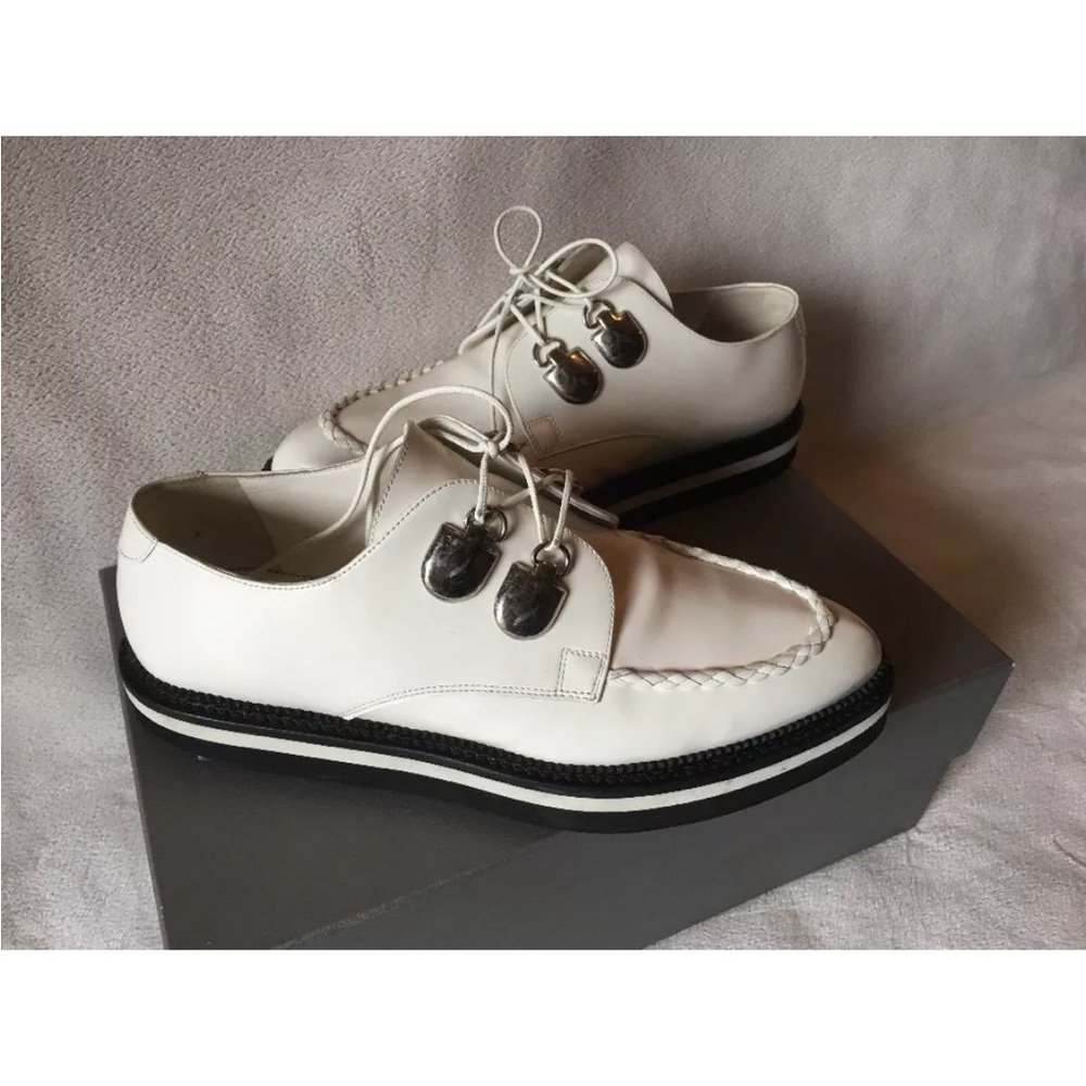 Alexander McQueen ivory Two-tone Leather Lace-up Creeper Shoes  sz 41 c